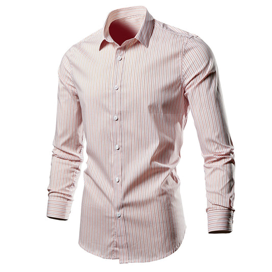 YFFUSHI Mens Striped Shirt Cotton Slim Fit Lightweight Long Sleeve Shirt