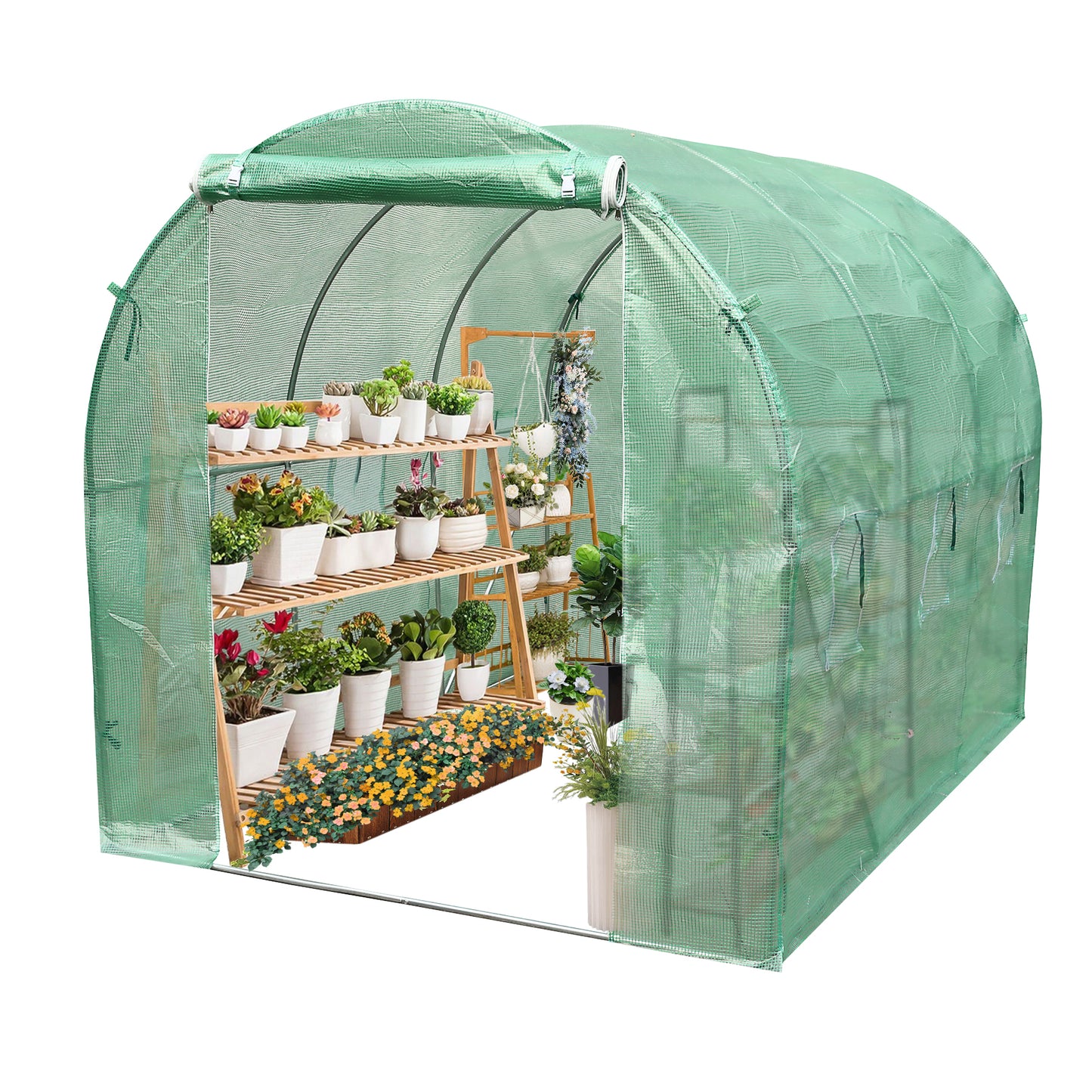 Serre tunnel de jardin 6 m² - Résistante au gel, aux UV et aux intempéries