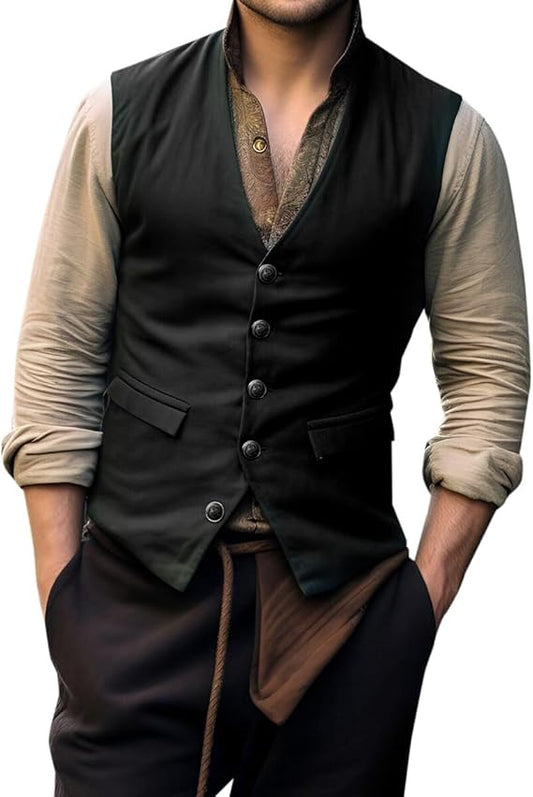 Cloudstyle Mens Suit Vest Slim Fit Dress Business Casual Waistcoat 5 Button V-Neck Vest