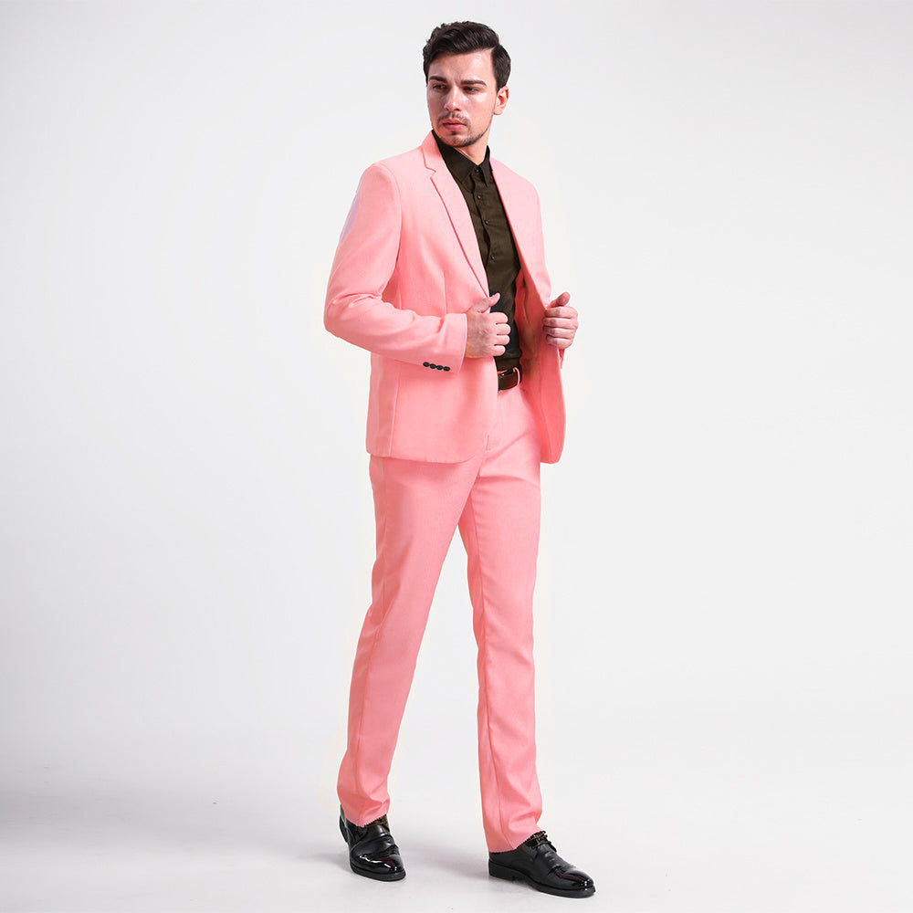 Cloudstyle Men's Suit Single-Breasted One Button Center Vent 2 Pieces Slim Fit Formal Pink Suits