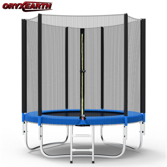 Trampoline Jardin 183cm - Enfants/Adultes, Filet Sécurité + Couverture - Noir/Bleu - Jeux Extérieur