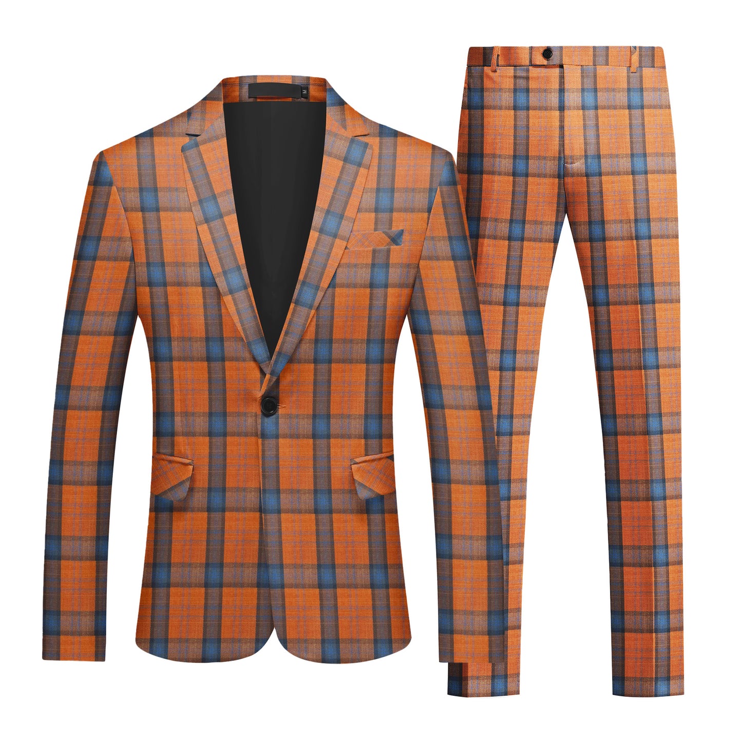 Cloudstyle Mens 2 PCS Plaid Suits Slim Formal Suit Checkered Holiday Blazer Jacket Pants