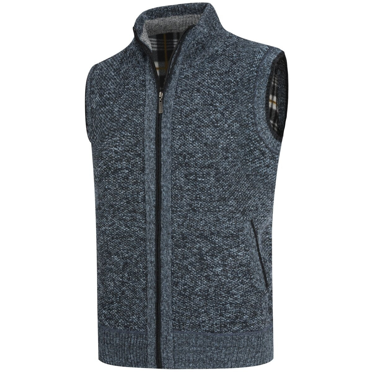 YOUTHUP Mens Knitted Gilet Fleece Lining Quilted Cardigan