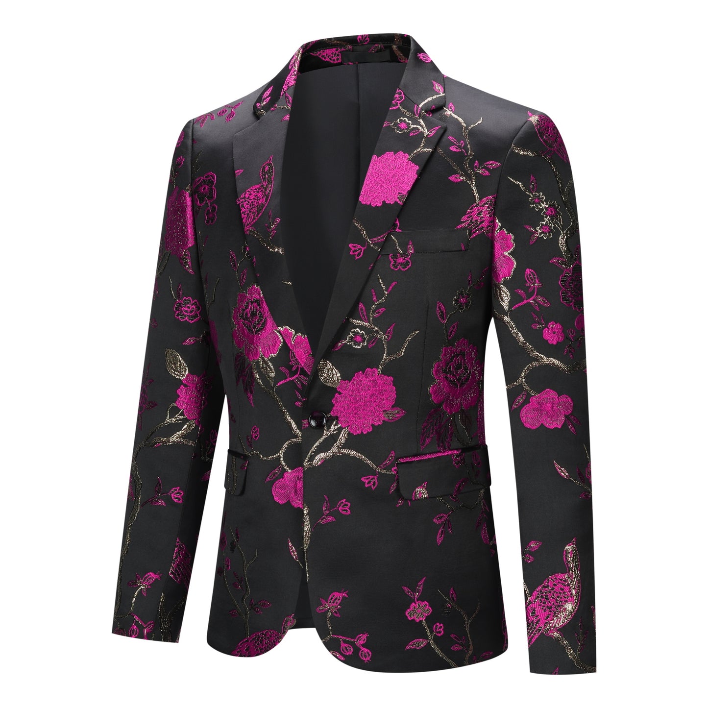 Cloudstyle Men's Embroidery Tux Dress Suit Jacket Formal Print Prom Blazer Dinner Sport Black Coat
