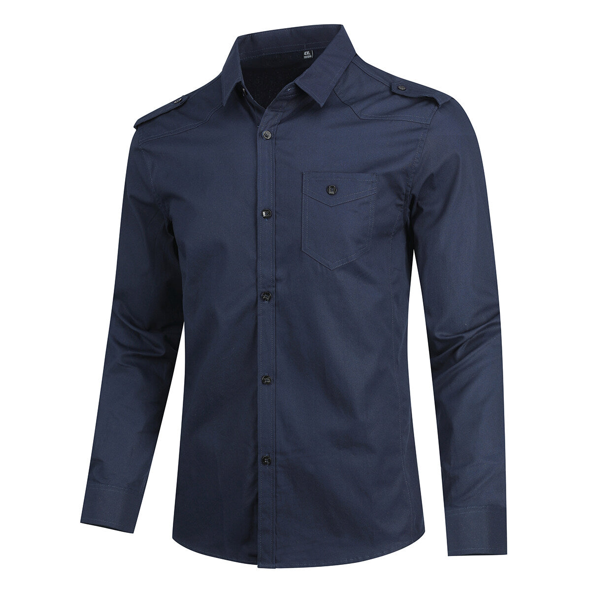 YFFUSHI Mens Casual Shirt Cotton Long Sleeve Military Slim Fit Top with Epaulette