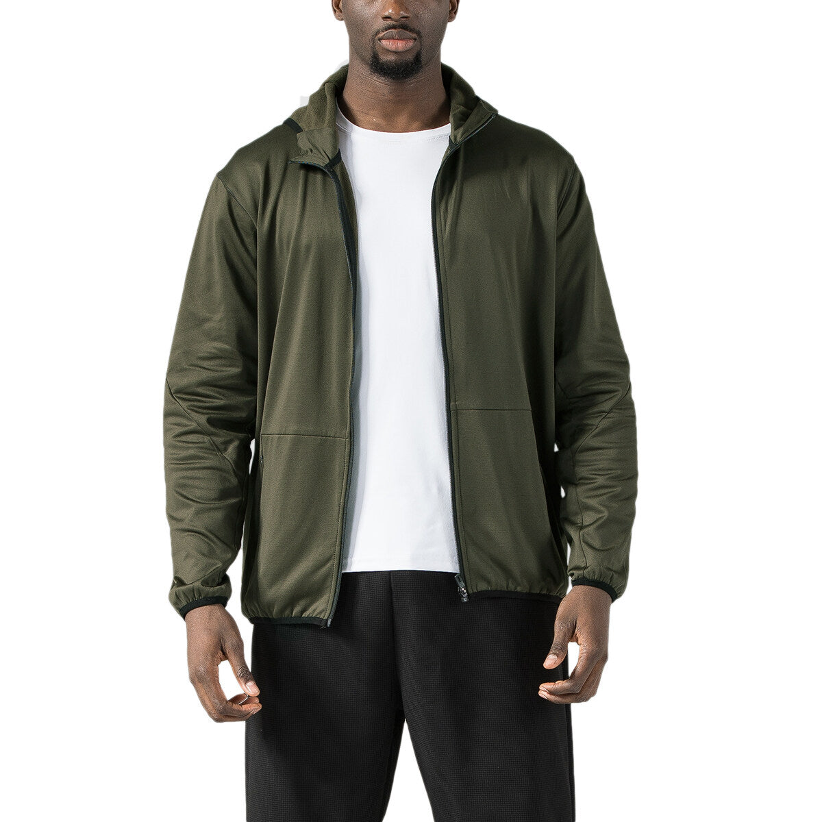 YFFUSHI Mens Outdoor Windproof Jacket Hooded Solid Color Zipper Waterproof Jacket