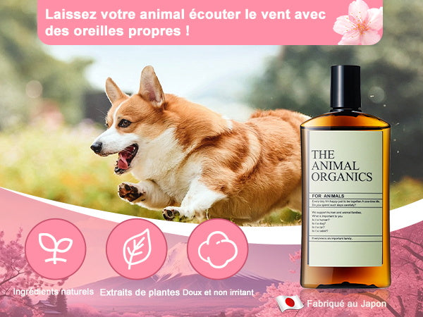 Soins THE ANIMAL ORGANICS Gouttes pour les oreilles de chien Fabriquées au Japon 100 ml