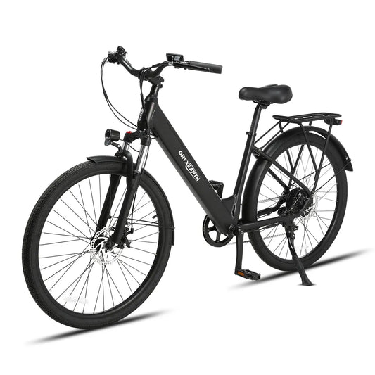 Bicicleta eléctrica urbana Oryxearth / Pedelec, SHIMANO 7 velocidades, motor de 250 W, 5 modos de asistencia, color negro.
