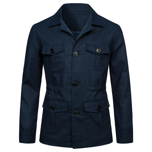 YFFUSHI Mens Casual Sports Lapel Cargo Jacket with Multiple Pockets