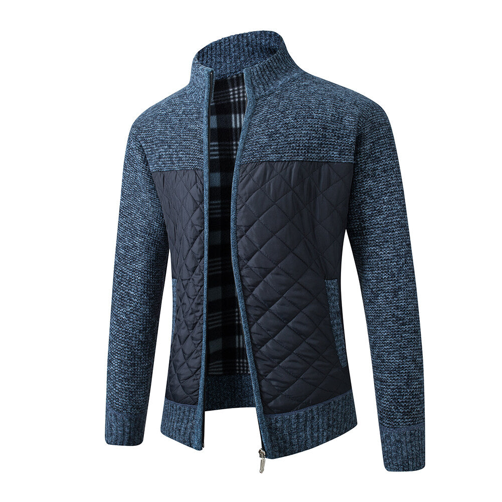 YOUTHUP Mens Stand Collar Pullover Sweater Slim Fit Knit Jacket