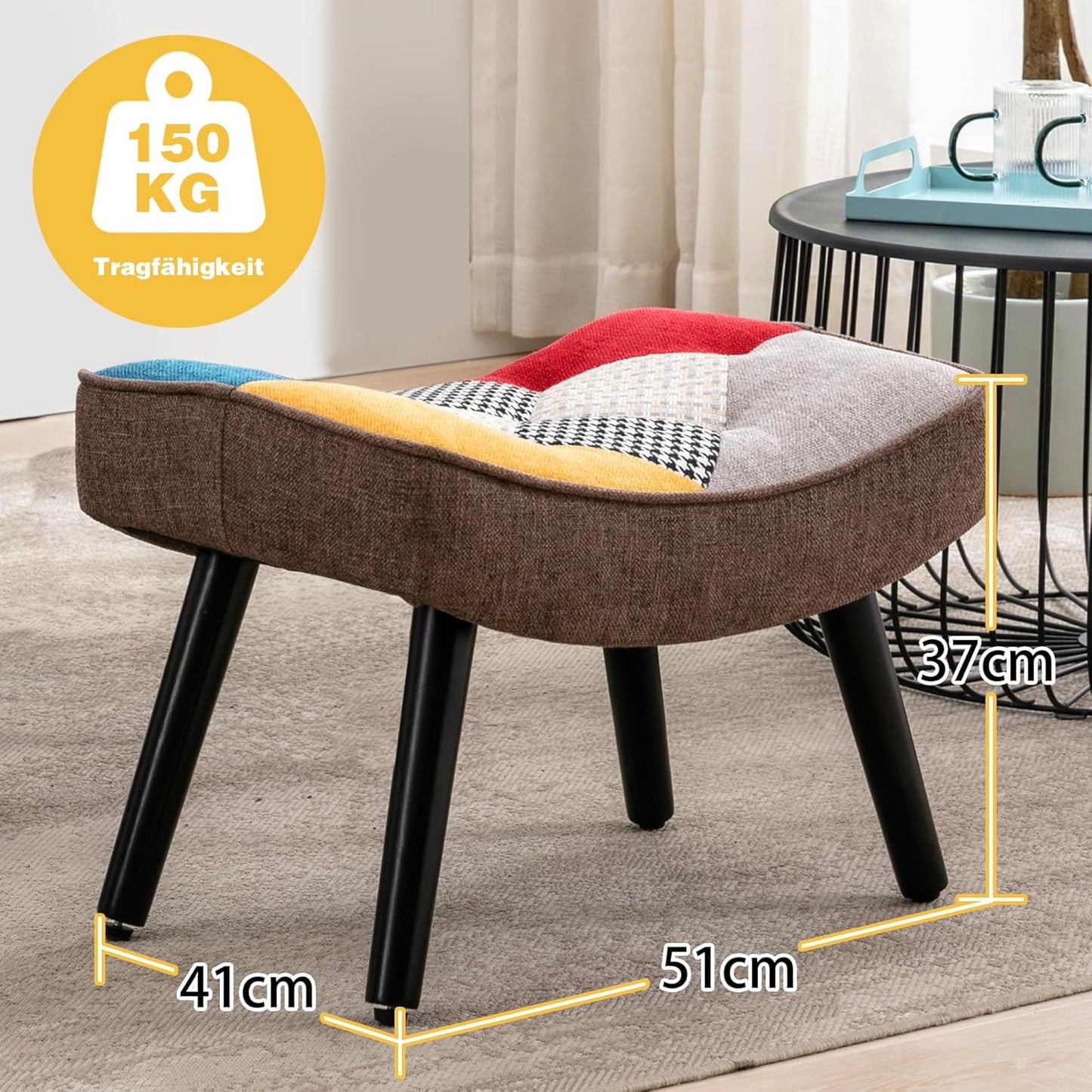 Fußhocker aus Textil in Colorblock