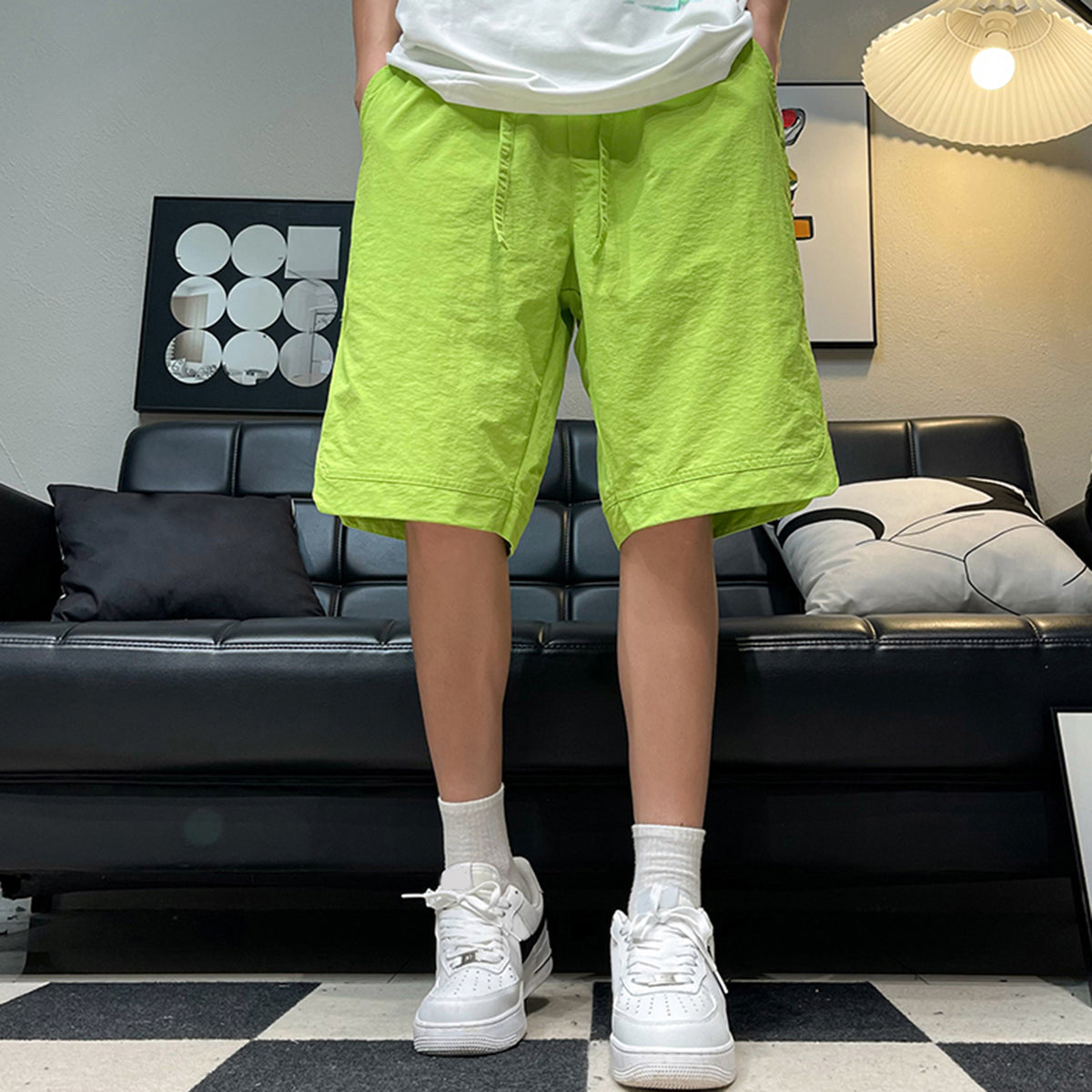 YFFUSHI Mens Drawstring Straight Sportsman Shorts Cropped Pants