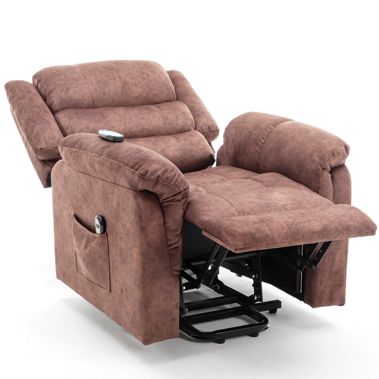 Fauteuil releveur électrique en cuir PU Best Choice Products, fauteuil de massage inclinable, meuble réglable pour le dos, pieds avec 3 positions, port USB, chauffage, porte-gobelets, bouton latéral facile d'accès