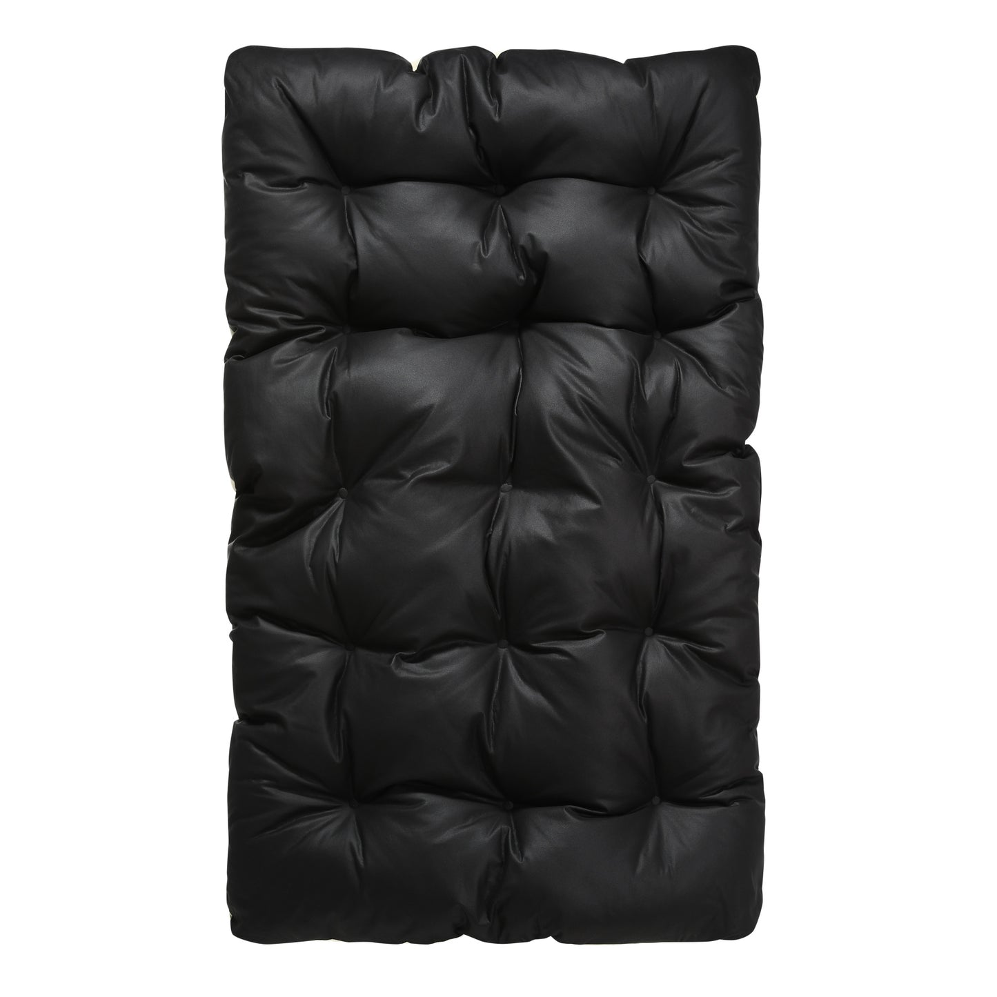 Weerbestendige fauteuil voor buiten - Stalen frame met gewatteerde zitting - Waterdichte, uv-bestendige en vlekbestendige lederen stof - Zwart