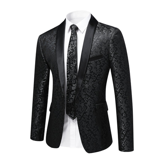 Cloudstyle Mens Floral Jacquard Dress Suit Jacket one Button Print Tux Blazer Sport Coat