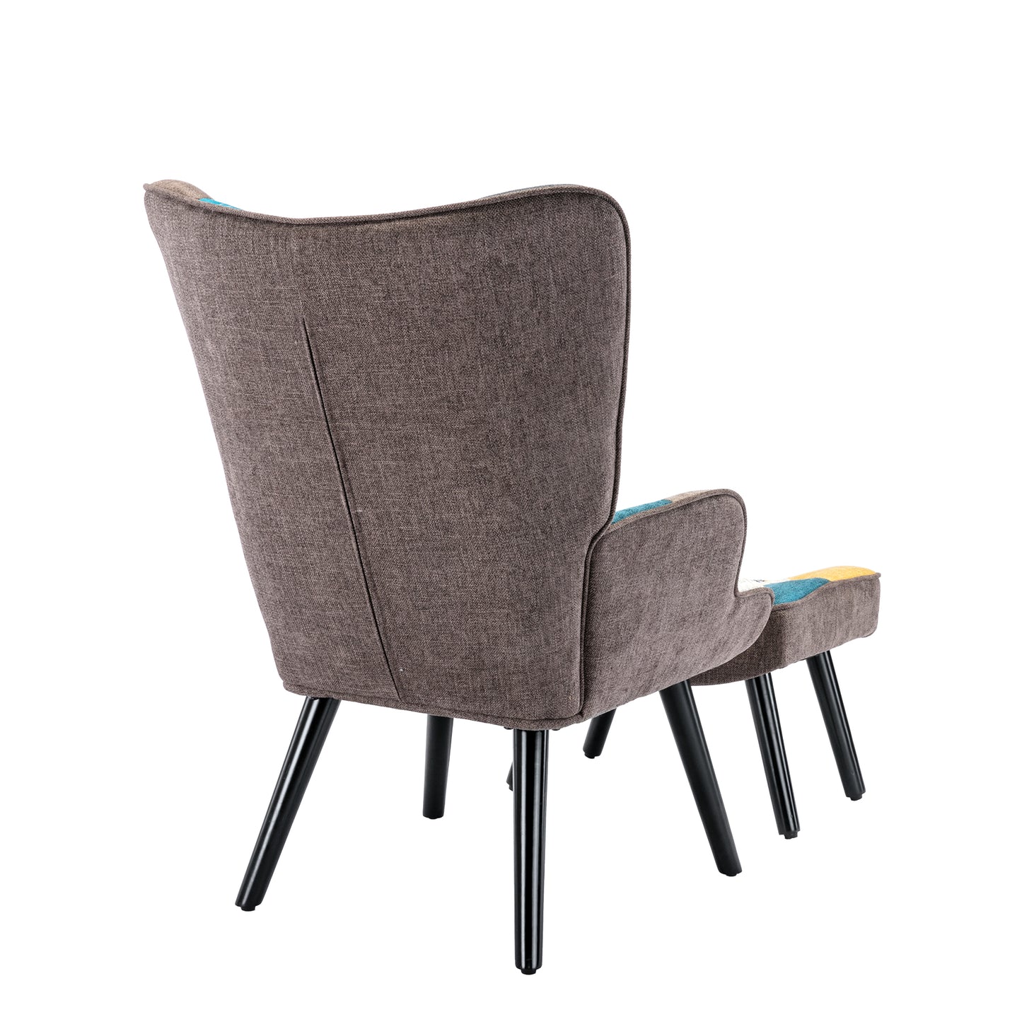 Poltrona de Relaxamento HomeMiYN Orelha com Banqueta (75x67x96cm - Tecido Patchwork Colorido)