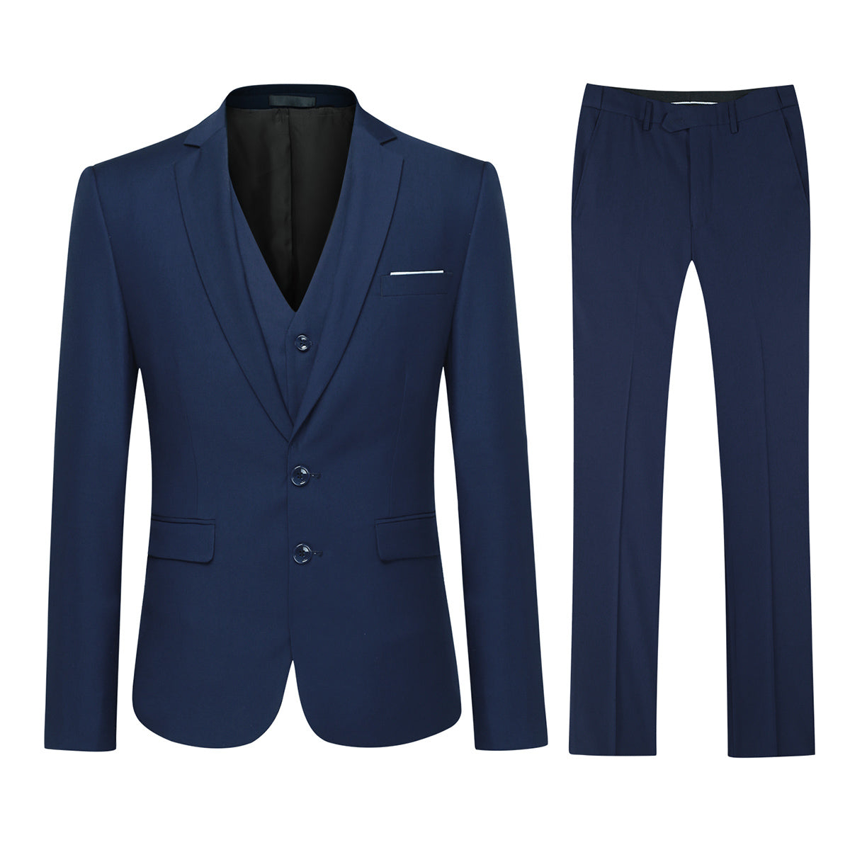 Cloudstyle Men's 3-Piece 2 Buttons Slim Fit Solid Color Jacket Smart Wedding Formal Suit