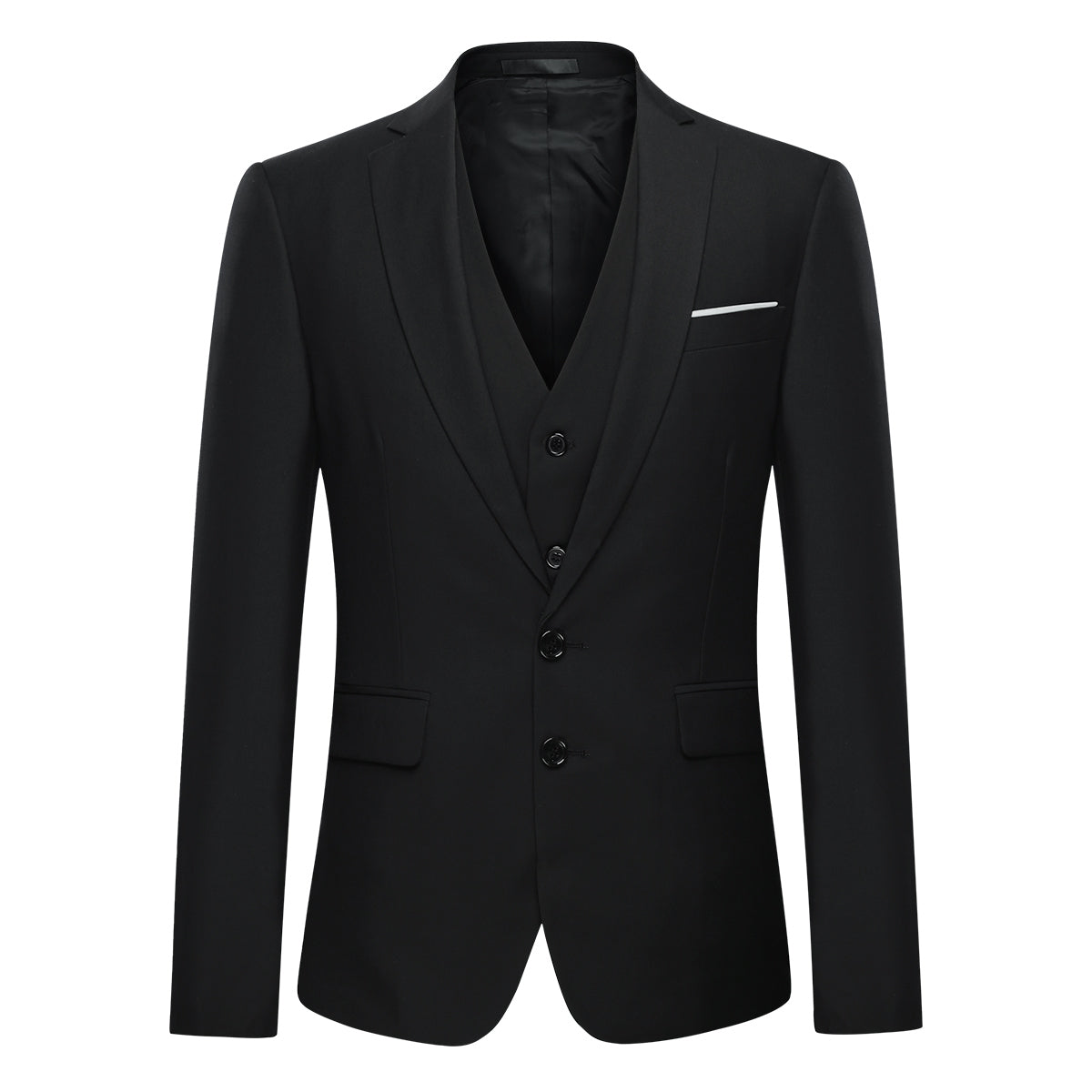 Cloudstyle Men's 3-Piece 2 Buttons Slim Fit Solid Color Jacket Smart Wedding Formal Suit
