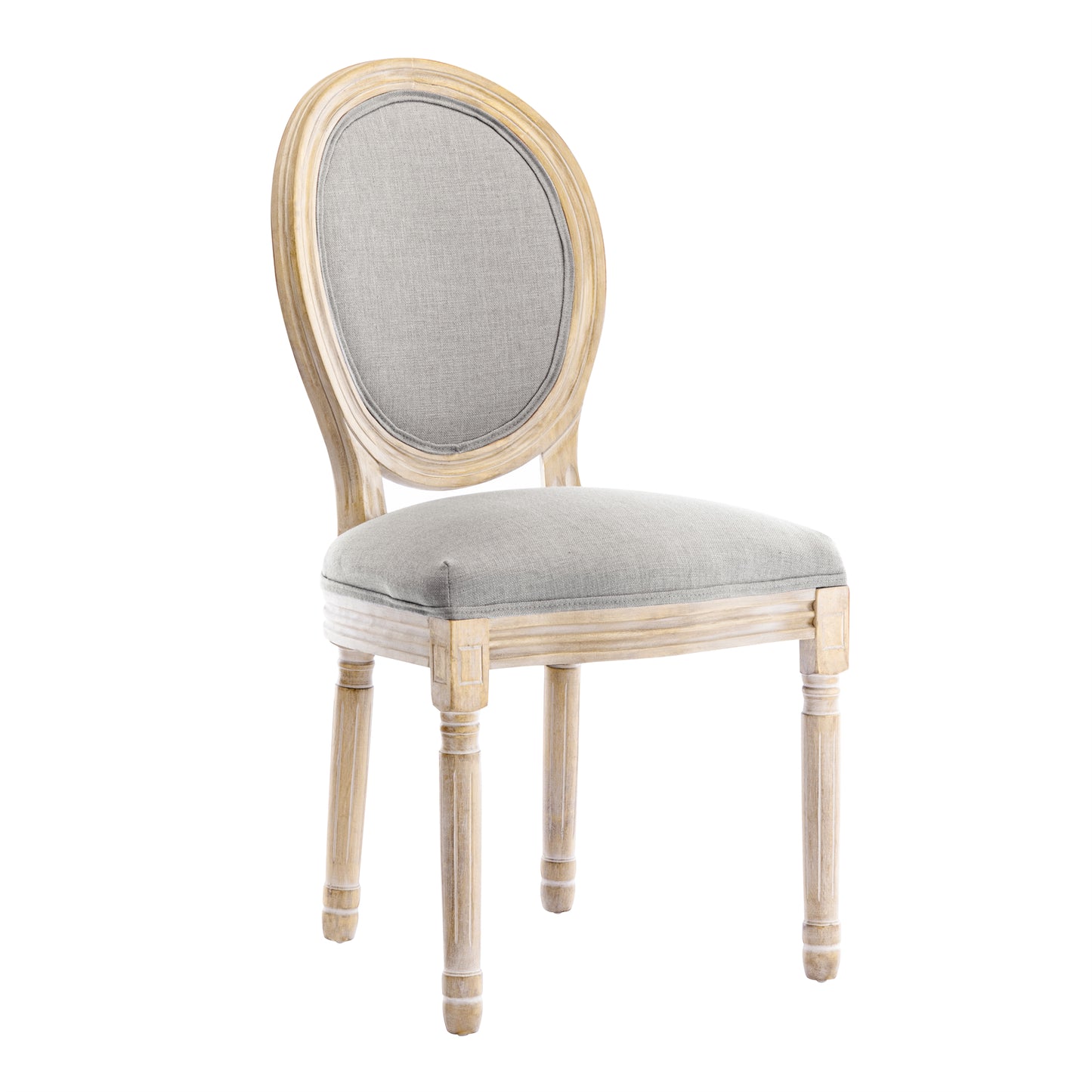 Conjunto de 2 Cadeiras de Jantar HomeMiYN Francesas Barrocas (50x60x94cm - Estofada/Madeira Maciça - Cinza)