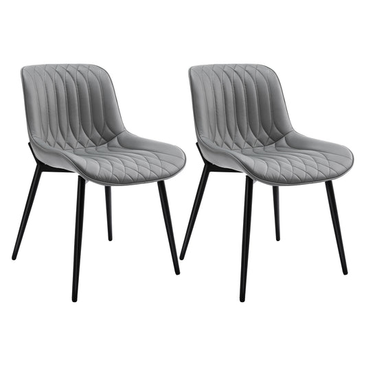 Cadeira de Jantar em Pele de Gato com Friso Vertical*2 HOMEMIYN (54x53x96 cm -cinzento )