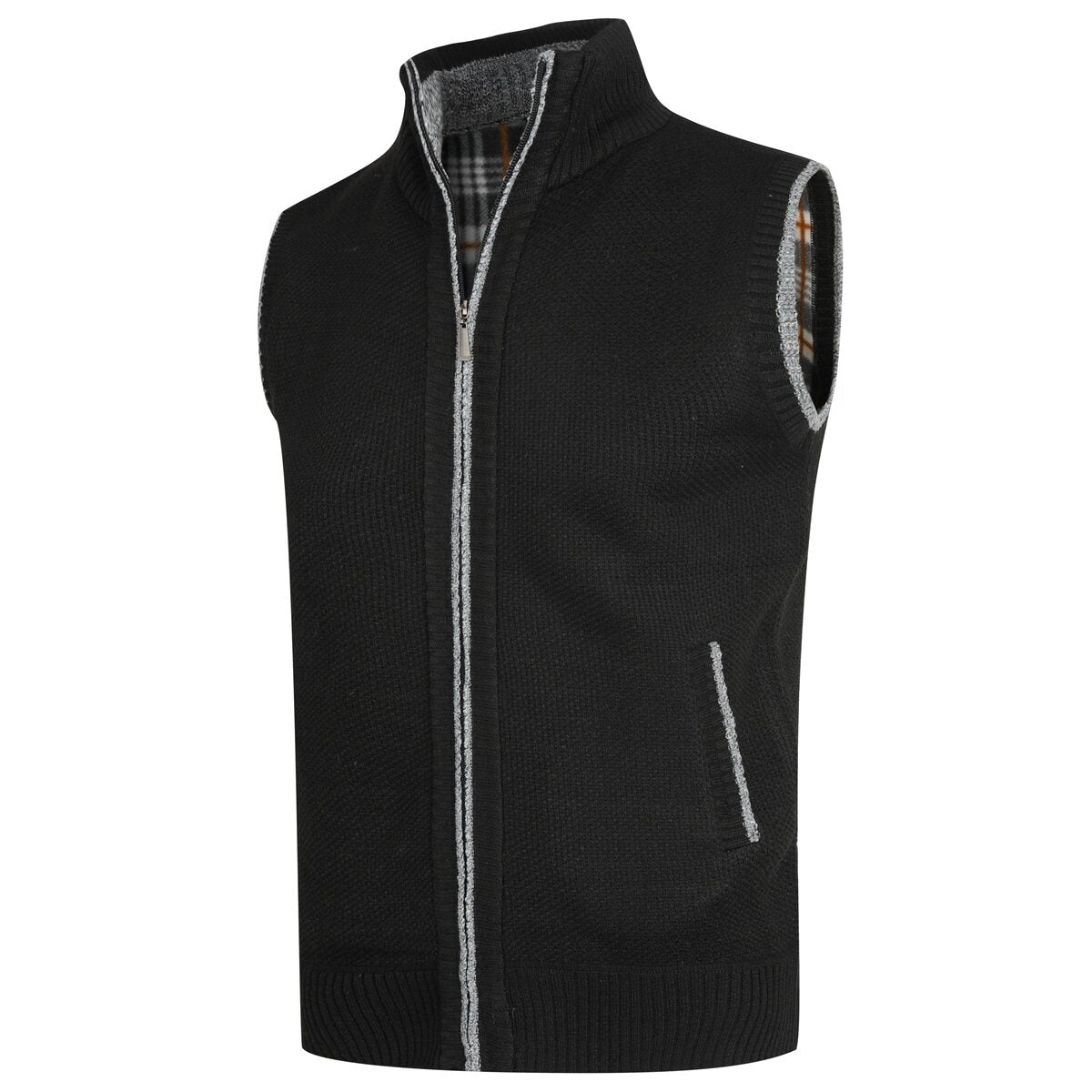 YFFUSHI Mens Knitted Gilet Fleece Lining Quilted Cardigan