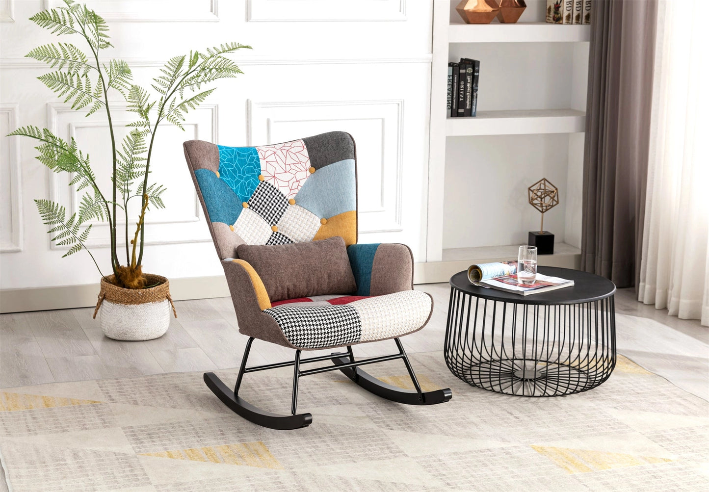 Cadeira de balanço Homemiyn Blue Patchwork 66 X 47 X 90cm