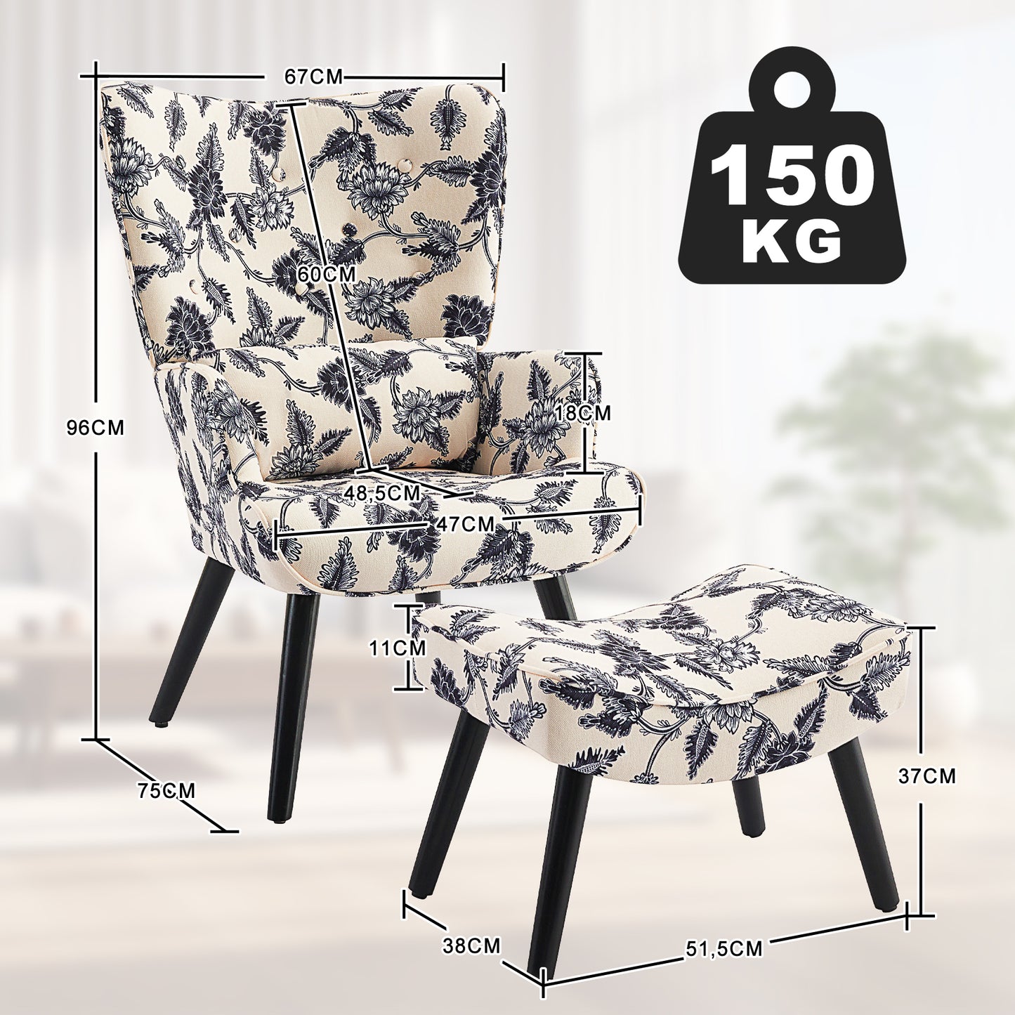 Chaise Rétro HOMEMiYN avec Repose-Pieds : Style Éclatant et Confort Inégalé