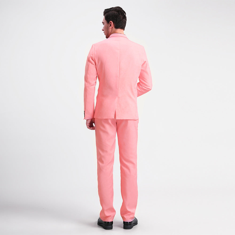 Cloudstyle Men's Suit Single-Breasted One Button Center Vent 2 Pieces Slim Fit Formal Pink Suits