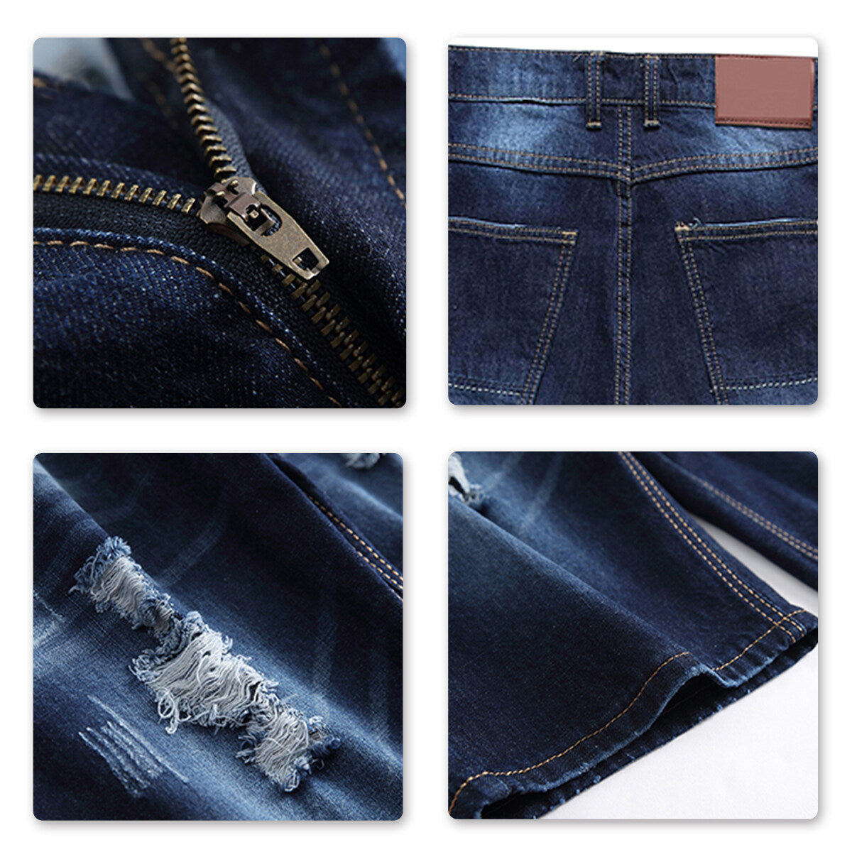 YFFUSHI Mens Casual Daily Slim Ripped Denim Shorts