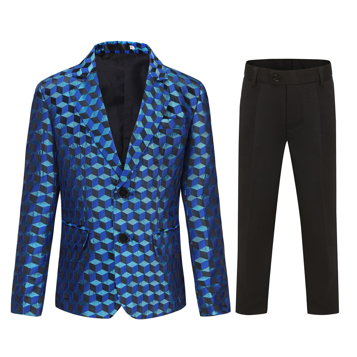 YFFUSHI Boys Suit 2Pcs Check Pattern Blazer Wedding Party Dress