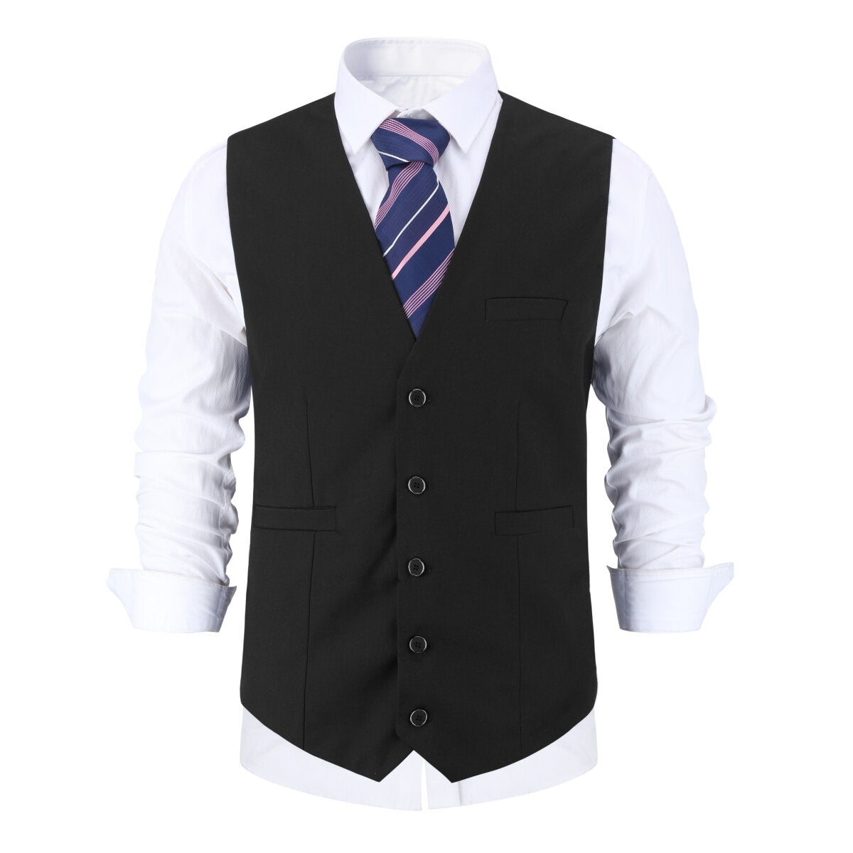 YFFUSHI Mens Business Slim Formal Vest Solid Color Breasted Suit Waistcoat