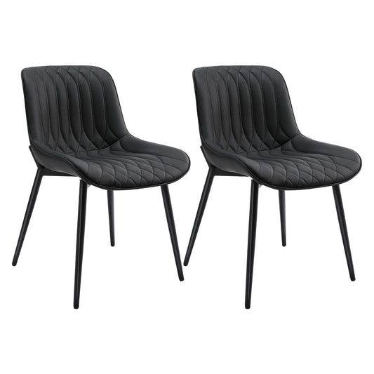 Ensemble de 2 Chaises de Salle à Manger en Cuir Vegan Noir - Confort Premium & Résistance 150 kg