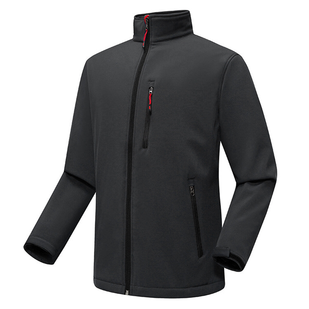 YFFUSHI Mens Outdoor Waterproof Jacket Fleece Warm Solid Color Stand Collar Jacket