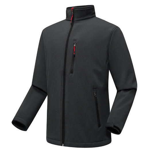 YFFUSHI Mens Outdoor Waterproof Jacket Fleece Warm Solid Color Stand Collar Jacket