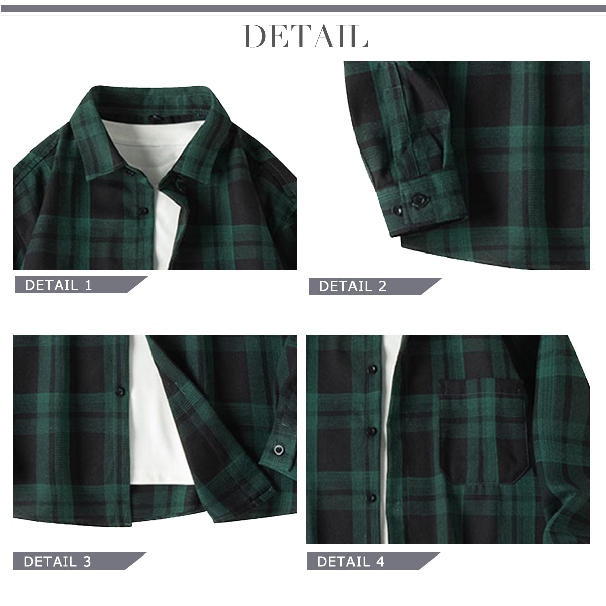 YFFUSHI Mens Plaid Long Sleeve Classic Cotton Shirt