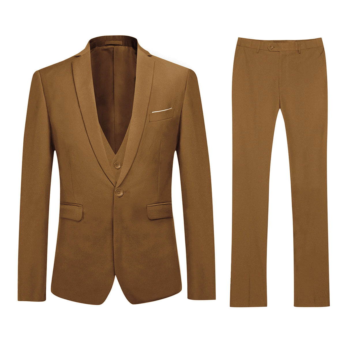 Cloudstyle Mens 3-Piece Suit Notched Lapel One Button Slim Fit Formal Jacket Vest Pants Set