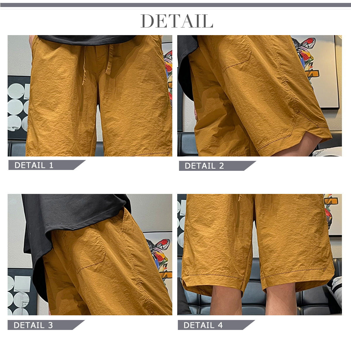 Mens Drawstring Straight Sportsman Shorts Cropped Pants