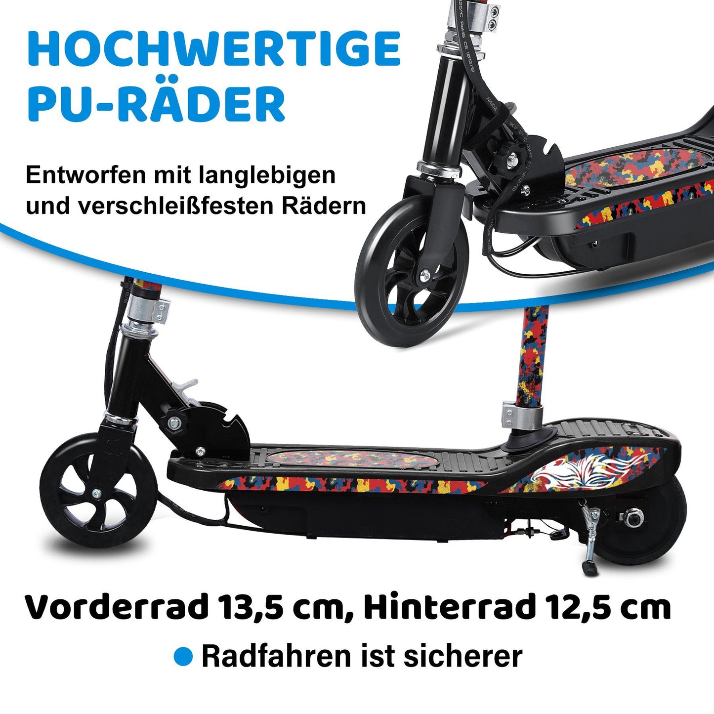 Trottinette électrique E-scooter pour enfants, réglage de la hauteur en 3 étapes et trottinette pliable