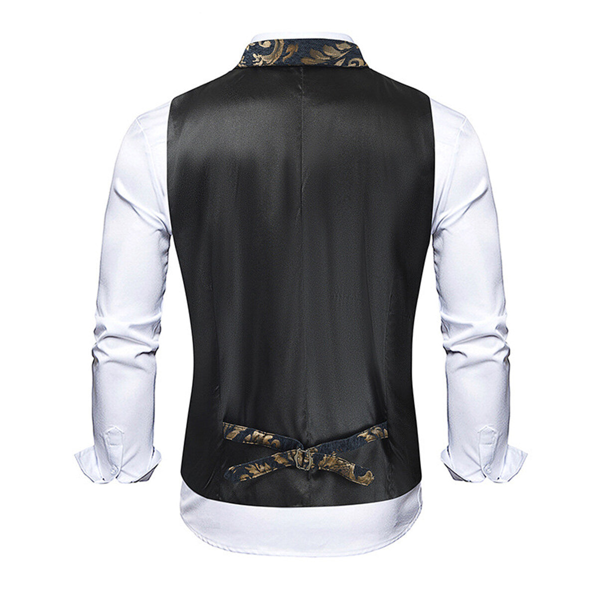 YFFUSHI Mens Elegant Jacquard Bronzing Slim Fit Suit Vest