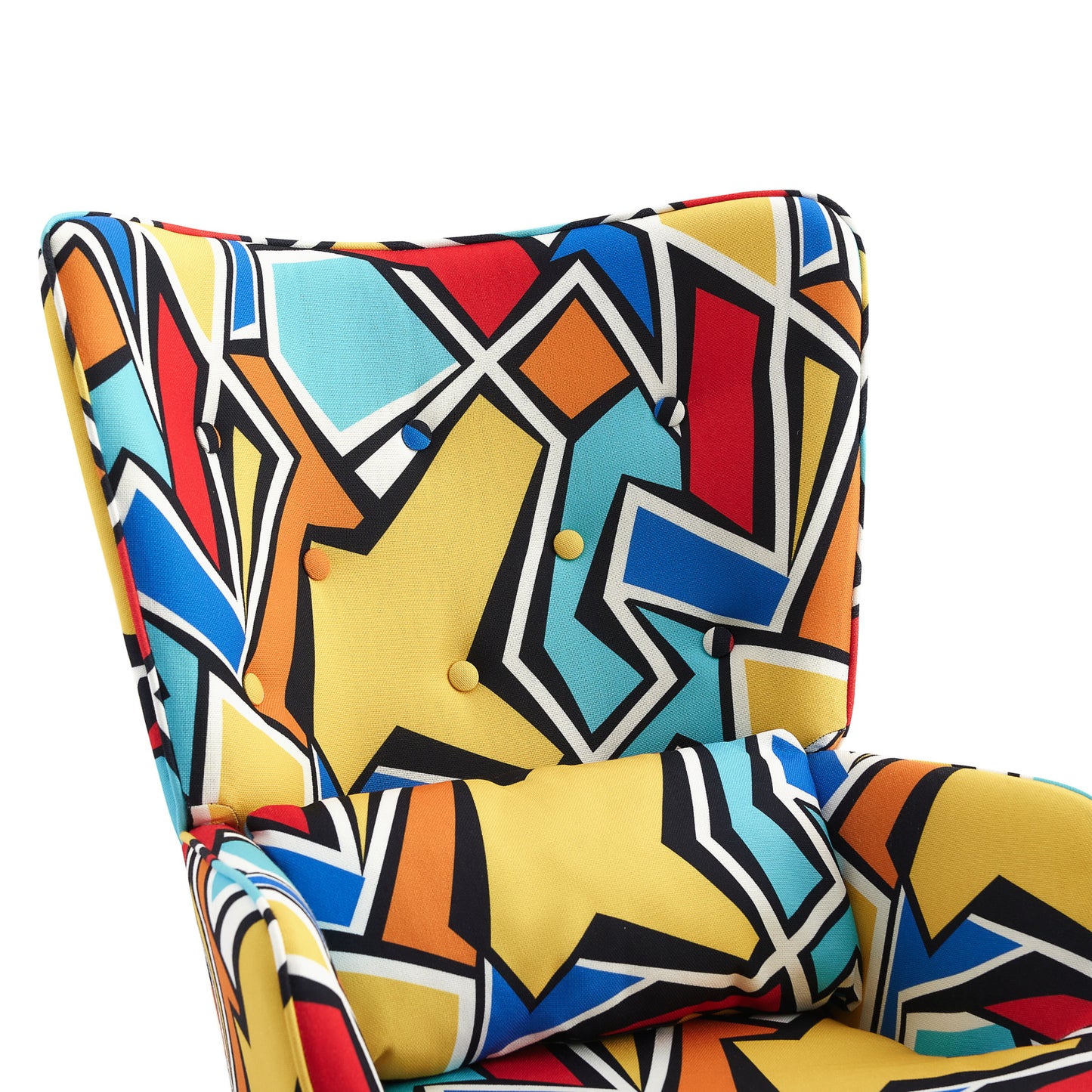 Cadeira de Balanço HomeMiYN(87x66x90cm - Tecido de Linho Falso - multicolor)