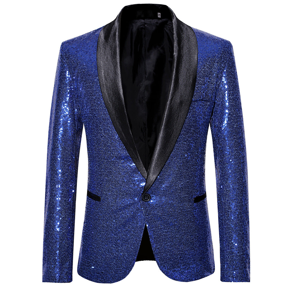YOUTHUP Mens Shiny Sequin Wedding Suit Blazer