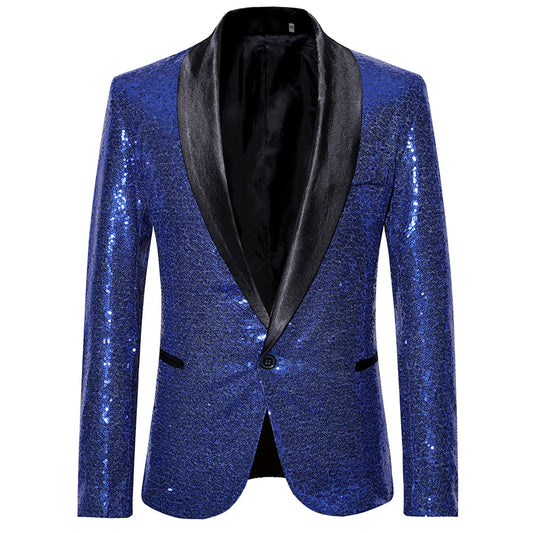YOUTHUP Mens Shiny Sequin Wedding Suit Blazer