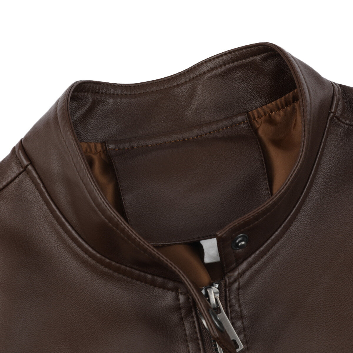 YFFUSHI Mens Stand Collar Leather Jacket Motorcycle Lightweight Faux Leather Outwear