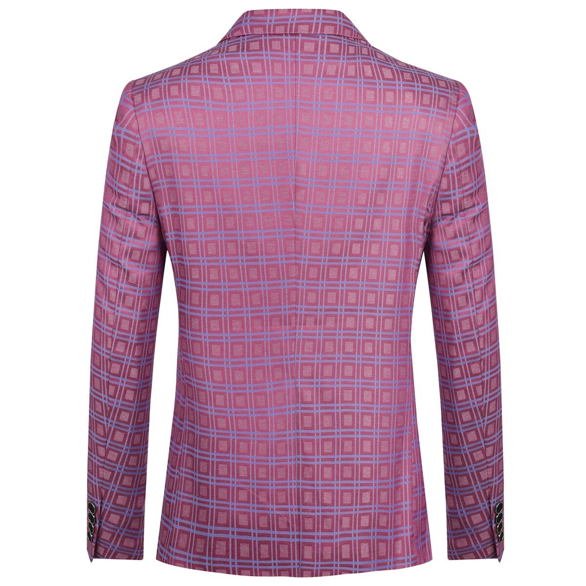 YFFUSHI Mens Check Blazer Slim Fit Plaid Suit Jacket 1 Button Formal Dress