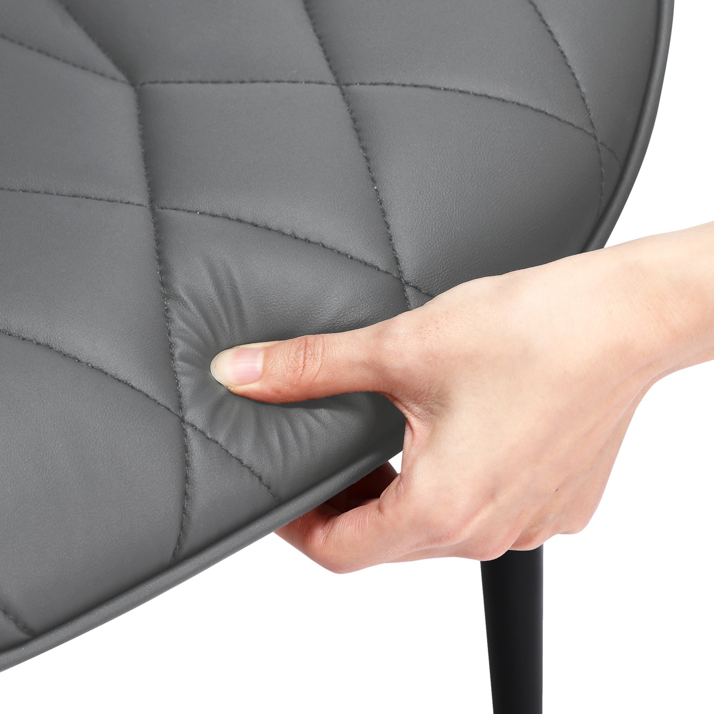 Cadeira em Pele de Gato com Diamond Quilted*2(54x53x96 cm - cinzento)