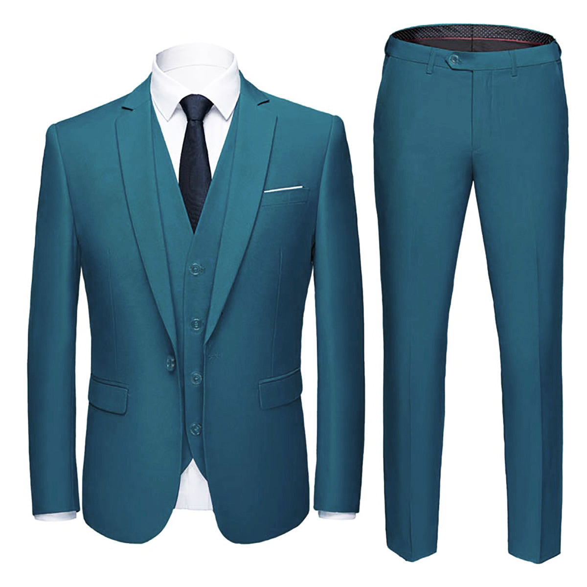 Cloudstyle Mens 3-Piece Suit Notched Lapel One Button Slim Fit Formal Jacket Vest Pants Set