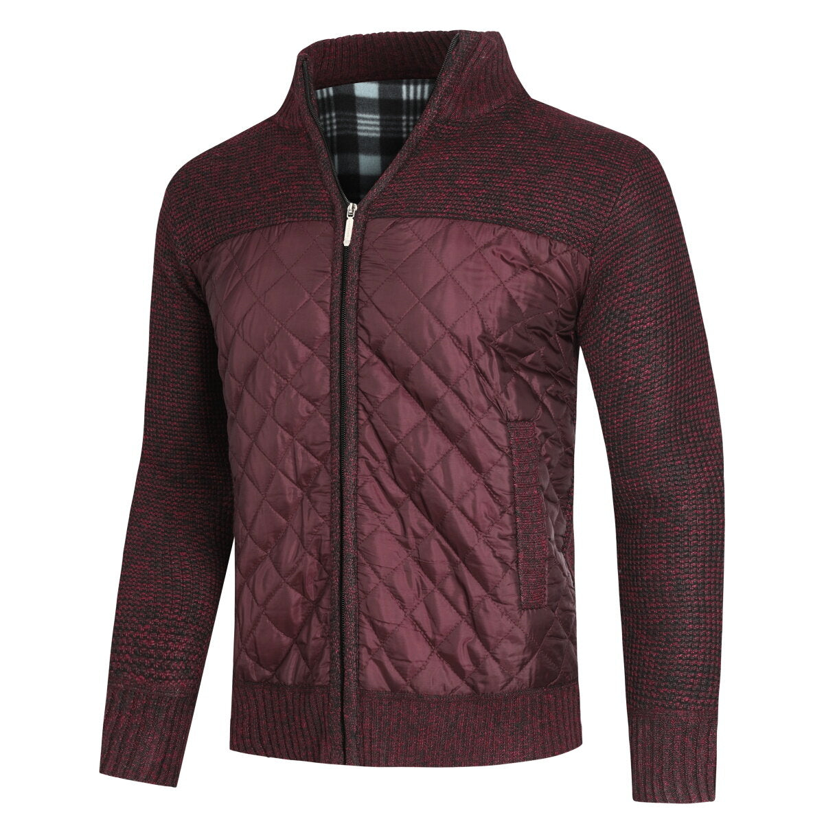 YOUTHUP Mens Stand Collar Pullover Sweater Slim Fit Knit Jacket