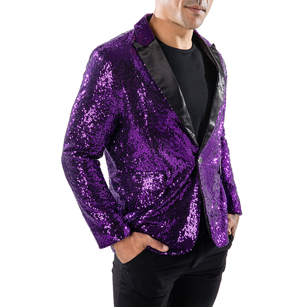 Cloudstyle Mens One Button Sequin Dress Suit Jacket Party Festival Tuxedo Sport Coat