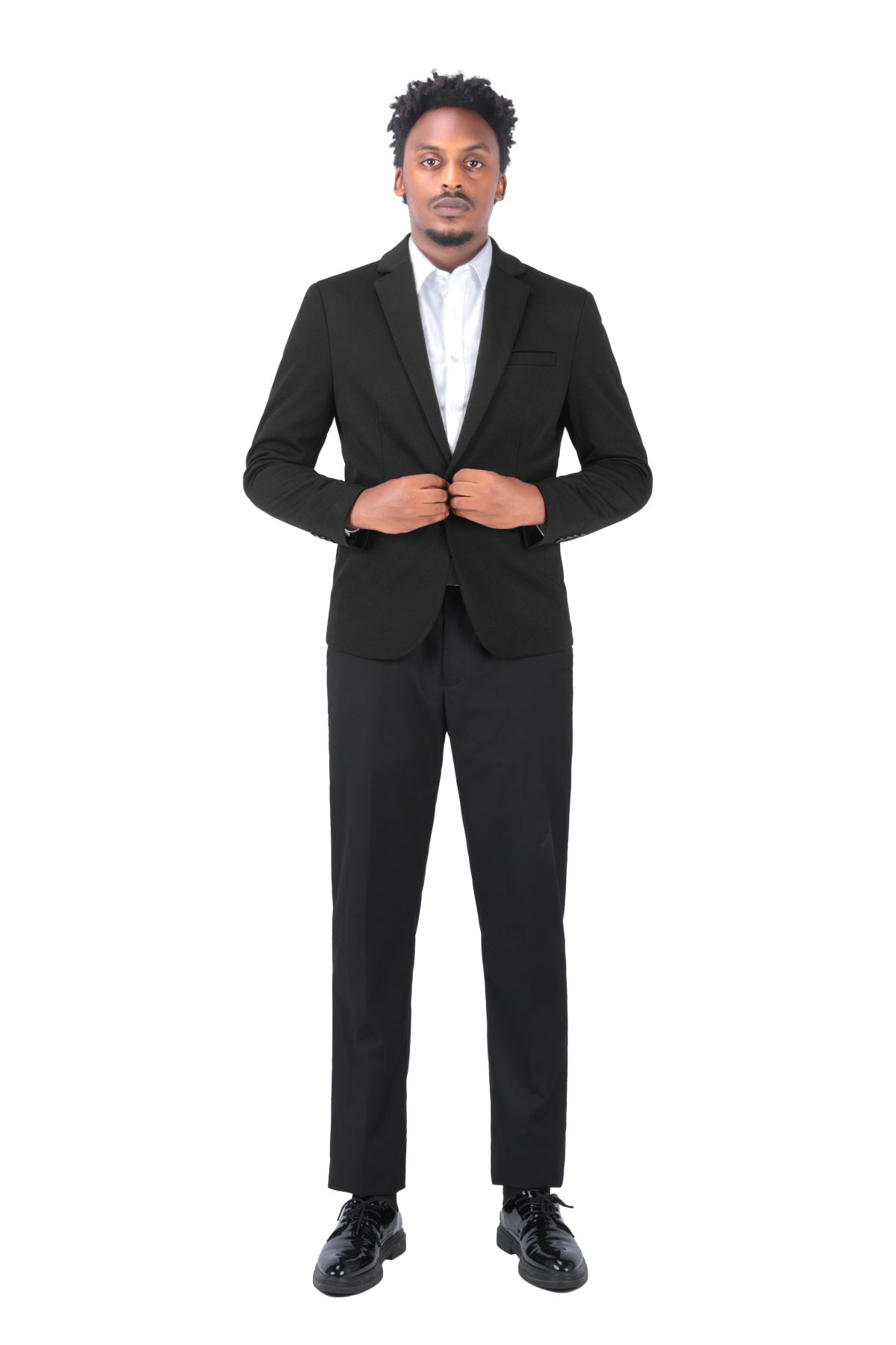 Cloudstyle Men's Suit Jacket One Button Slim Fit  Business Daily Black Blazer