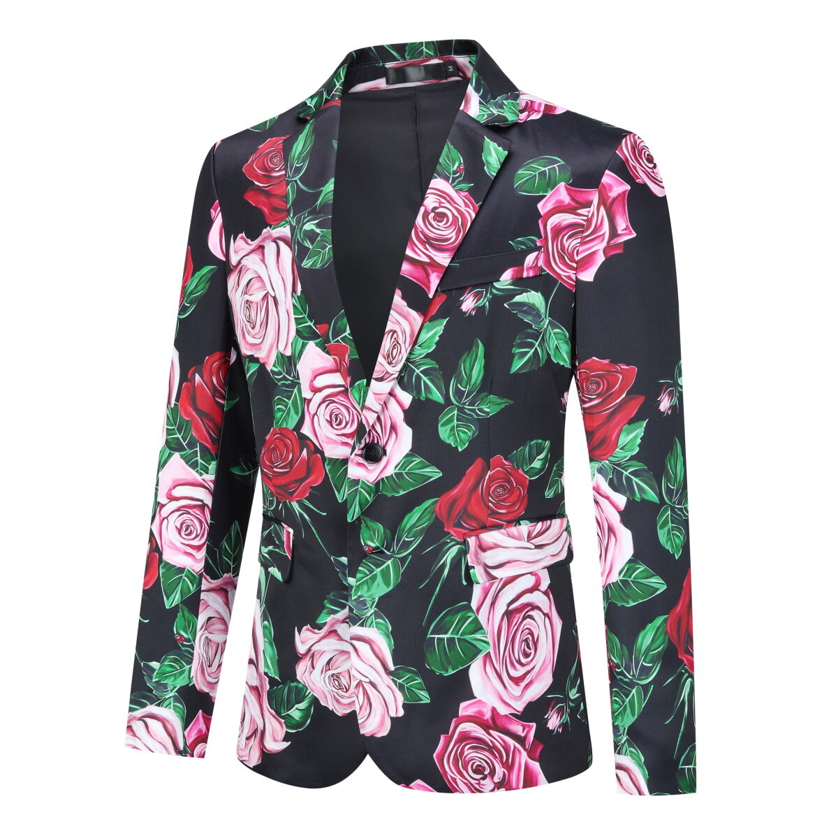 YFFUSHI Mens Floral Blazer 1 Button Slim Fit Fashion Blazer for Date Wedding Party Anniversary